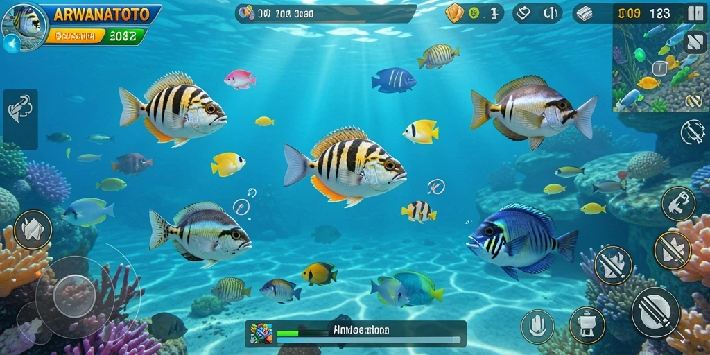 Tampilan gameplay Tembak Ikan yang menegangkan di ARWANATOTO.