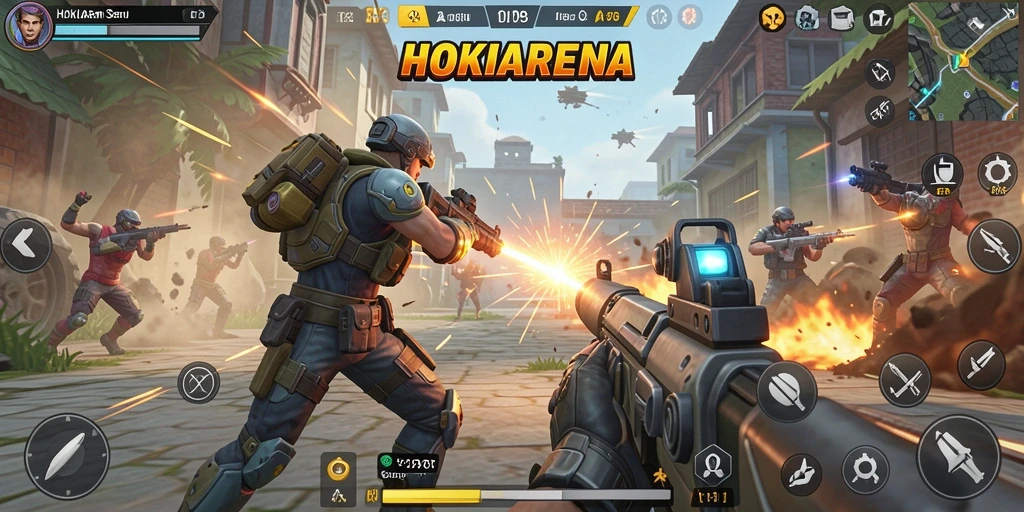 Tampilan gameplay HOKIARENA yang mendebarkan saat bertempur.