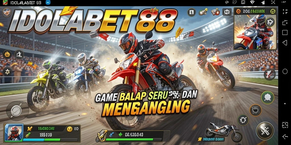 Screenshot gameplay IDOLABET88 menampilkan aksi balap yang seru dan mendebarkan.