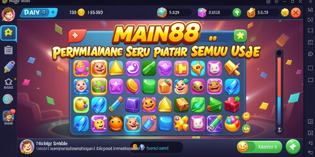 Tampilan screenshot <strong>MAIN88</strong> yang menunjukkan gameplay seru Match-3.