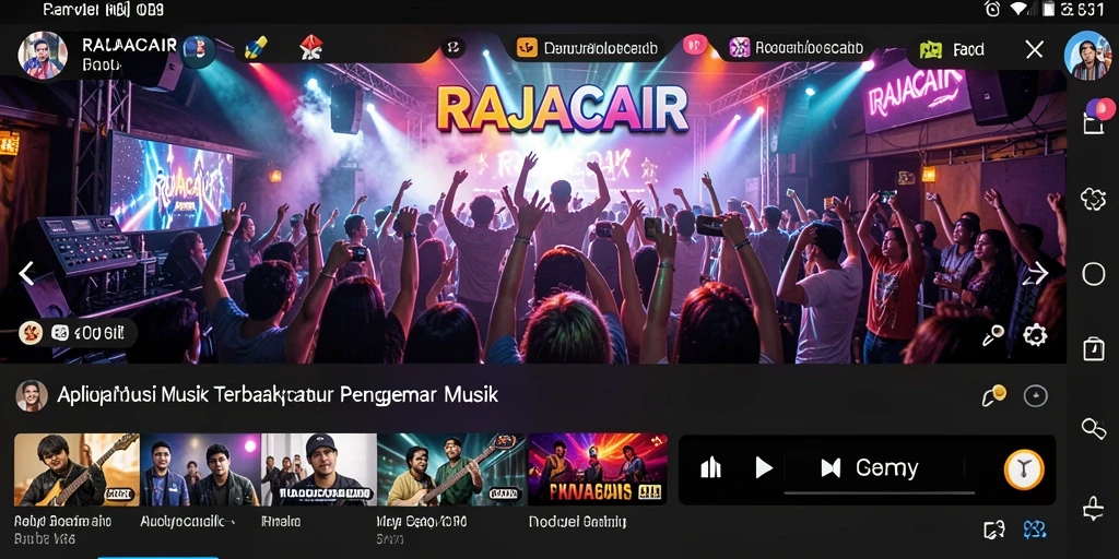 Screenshot gameplay RAJACAIR menampilkan pengalaman mendengarkan musik yang seru.
