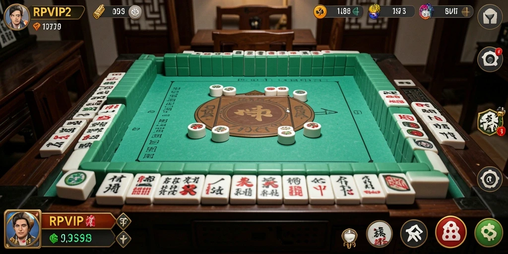 Tampilan screenshot RPVIP2 menampilkan aksi seru permainan Mahjong.